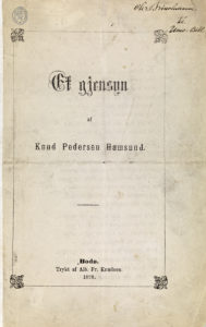 Knut Hamsun Et Gjensyn 1878